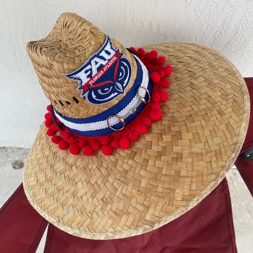 Equestrian straw sun hat. Homemade.